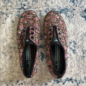 Leopard Print Sneakers with Pink Floral Accents